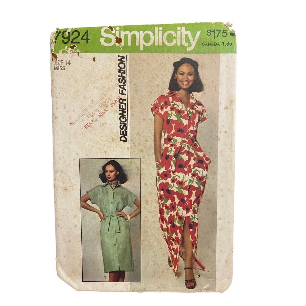 VTG 70s Simplicity 7924 Boho Prairie Core Maxi Dress Pattern Bust 36 UC FF Sz 14